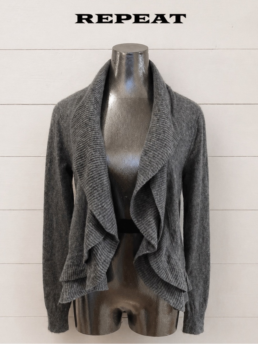 REPEAT - gray Ruffled Cardigan - Size S (38)